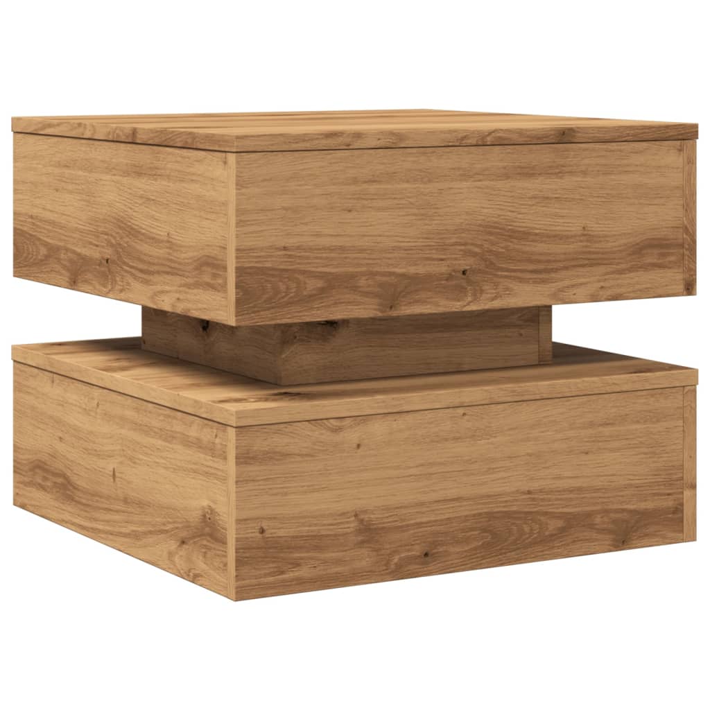 Coffee Table with LED Lights Artisian Oak 50x50x40 cm