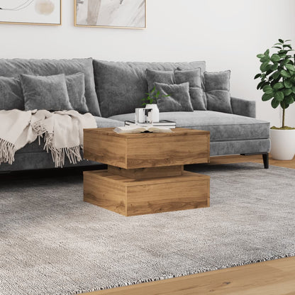 Coffee Table with LED Lights Artisian Oak 50x50x40 cm