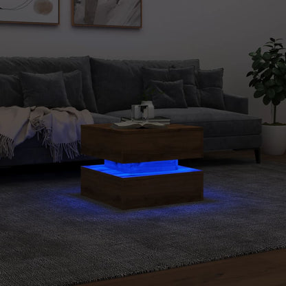 Coffee Table with LED Lights Artisian Oak 50x50x40 cm