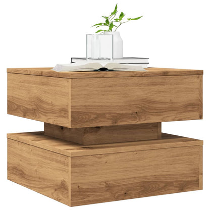 Coffee Table with LED Lights Artisian Oak 50x50x40 cm