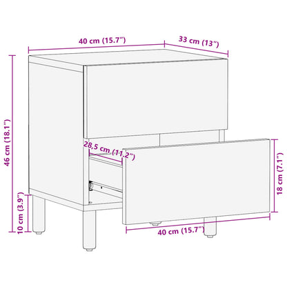 Bedside Cabinet Black 40x33x46 cm Solid Wood Mango