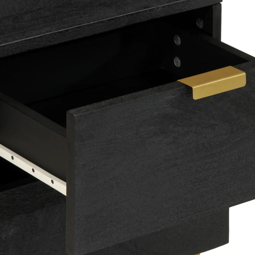 Bedside Cabinet Black 40x33x46 cm Solid Wood Mango