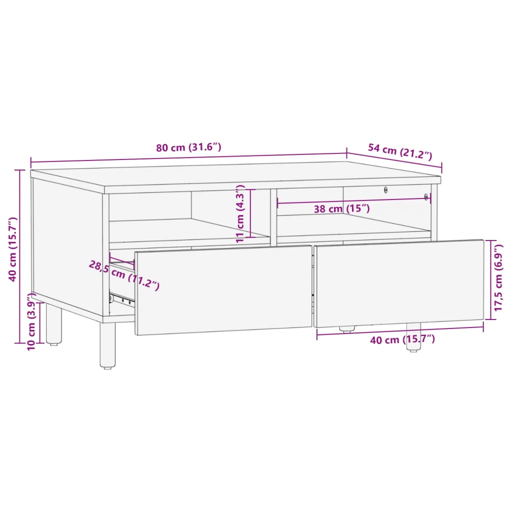 Coffee Table Black 80x54x40 cm Engineered Wood