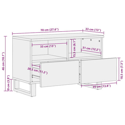 TV Cabinet Black 70x33x46 cm Solid Wood Mango