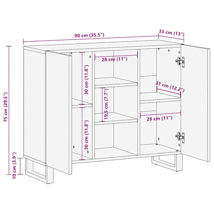 Sideboard Black 90x33x75 cm Solid Wood Mango