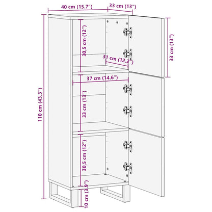 Highboard Black 40x33x110 cm Solid Wood Mango