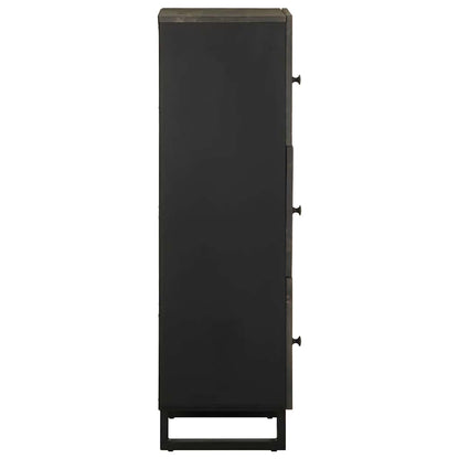 Highboard Black 40x33x110 cm Solid Wood Mango