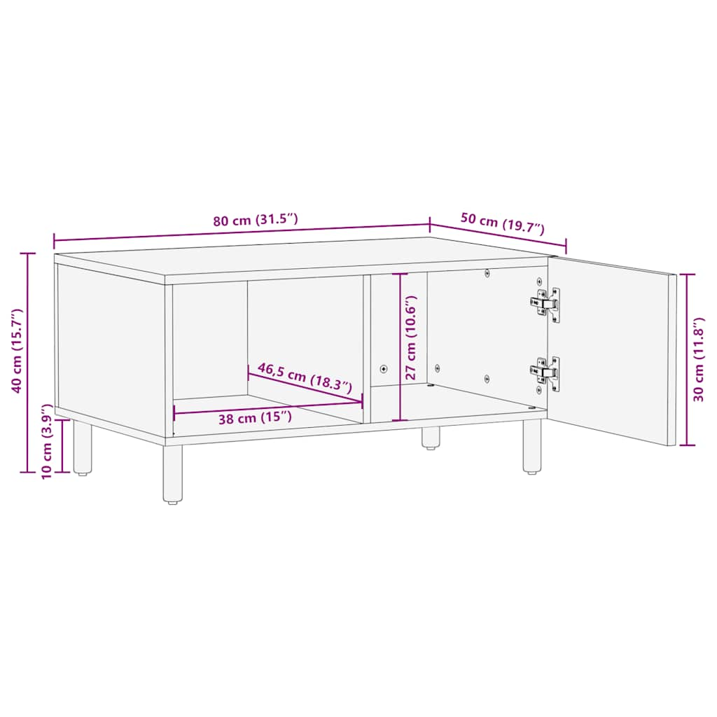 Coffee Table Brown 80x50x40 cm Solid Wood Mango