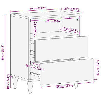 Bedside Cabinet Light Grey 50x33x60 cm Solid Wood Mango