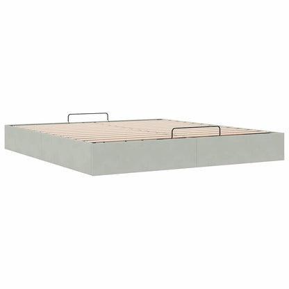 Ottoman Bed Frame No Mattress Light Grey Super King Velvet