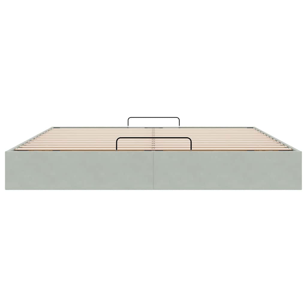 Ottoman Bed Frame No Mattress Light Grey Super King Velvet