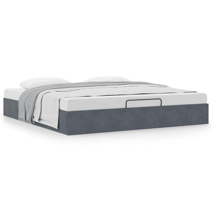 Ottoman Bed Frame No Mattress Dark Grey Super King Velvet