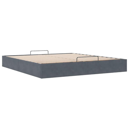 Ottoman Bed Frame No Mattress Dark Grey Super King Velvet