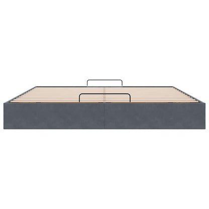 Ottoman Bed Frame No Mattress Dark Grey Super King Velvet