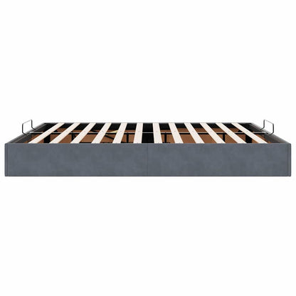 Ottoman Bed Frame No Mattress Dark Grey Super King Velvet