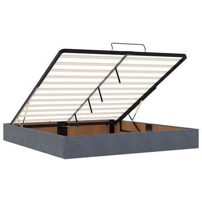 Ottoman Bed Frame No Mattress Dark Grey Super King Velvet