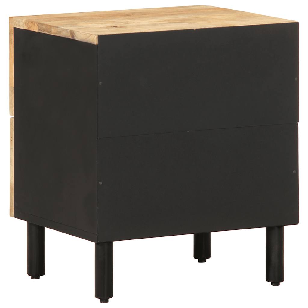 Bed Cabinet Black 40x33.5x46 cm Solid Rough Wood Mango