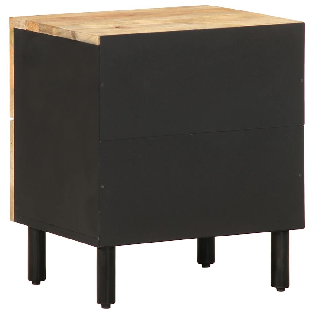 Bed Cabinets 2 pcs Black 40x33.5x46 cm Solid Rough Wood Mango