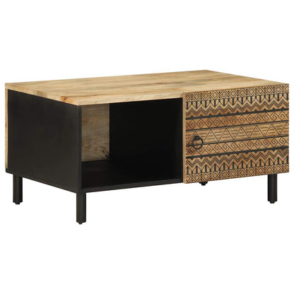 Coffee Table Black 80x50x40 cm Solid Rough Wood Mango