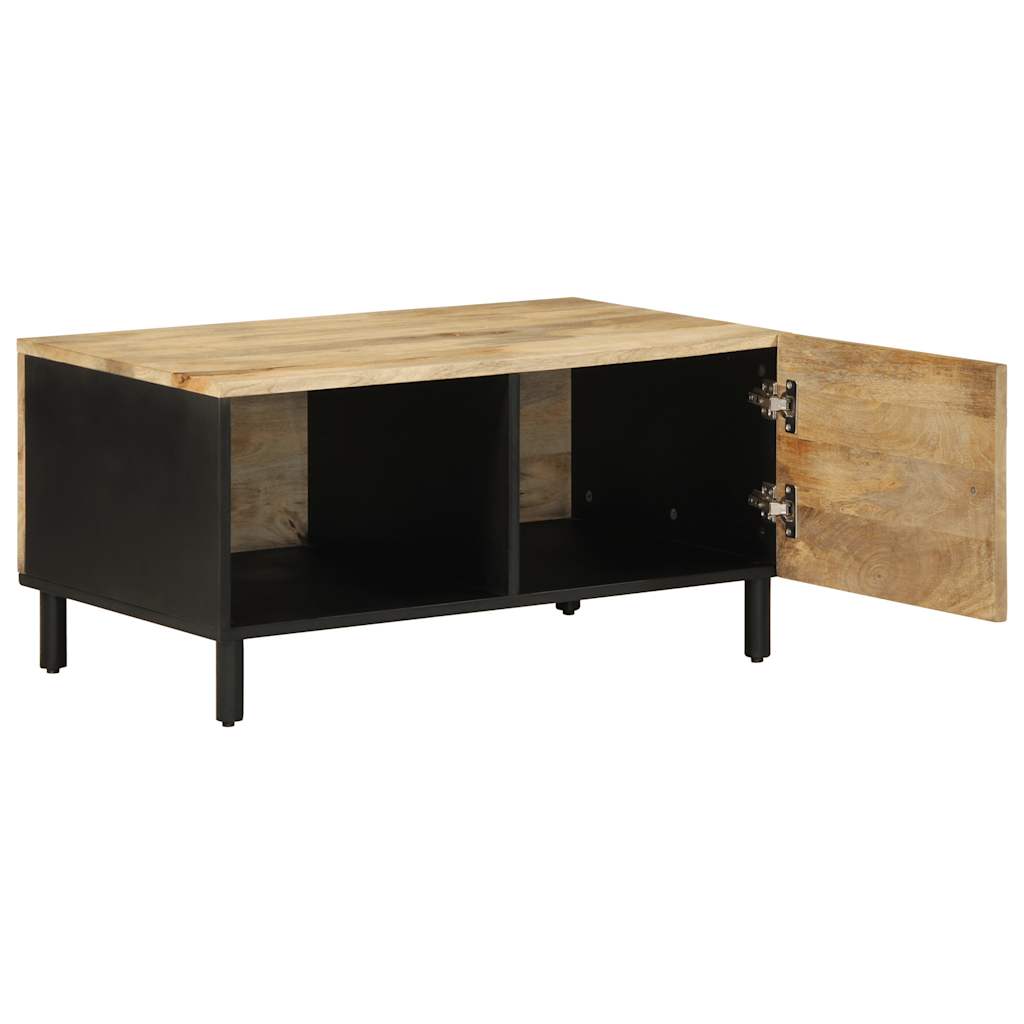 Coffee Table Black 80x50x40 cm Solid Rough Wood Mango