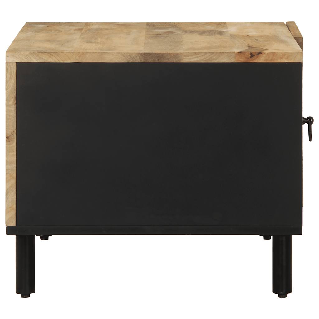 Coffee Table Black 80x50x40 cm Solid Rough Wood Mango