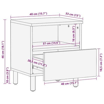 Bed Cabinet Black 40x33x46 cm Solid Rough Wood Mango