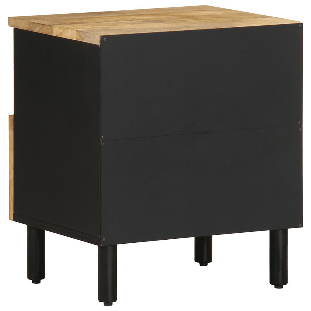 Bed Cabinet Black 40x33x46 cm Solid Rough Wood Mango