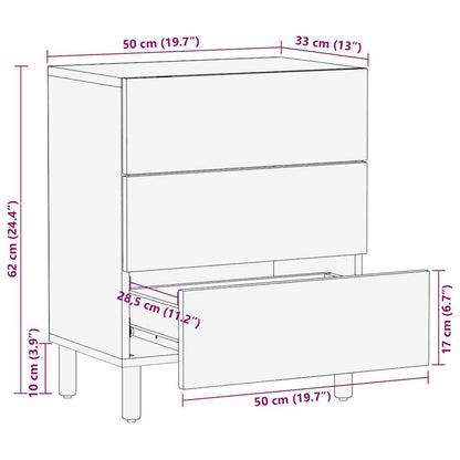 Bed Cabinet Black 50x33x62 cm Solid Rough Wood Mango