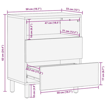 Bed Cabinet Black 50x33x62 cm Solid Rough Wood Mango