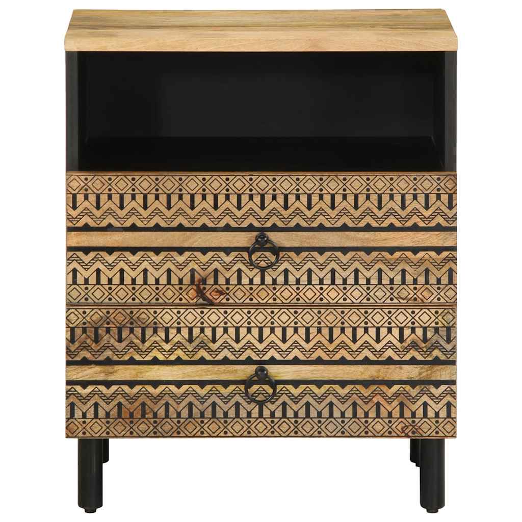 Bed Cabinet Black 50x33x62 cm Solid Rough Wood Mango