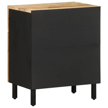 Bed Cabinet Black 50x33x60 cm Solid Rough Wood Mango