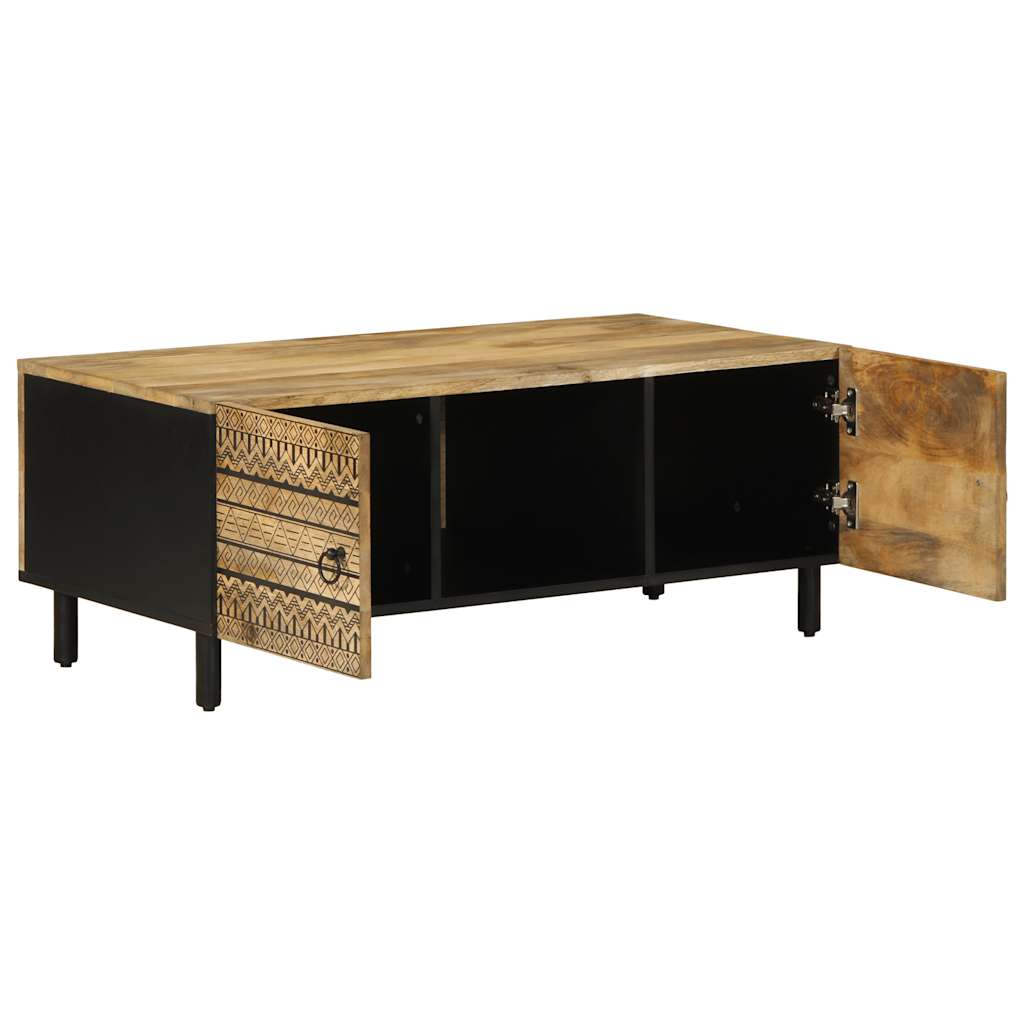 Coffee Table Black 100x54x40 cm Solid Rough Wood Mango