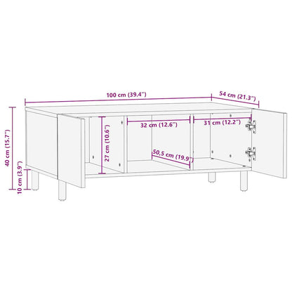 Coffee Table Black 100x54x40 cm Solid Rough Wood Mango