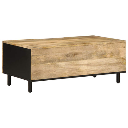 Coffee Table Black 100x54x40 cm Solid Rough Wood Mango