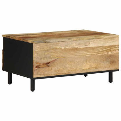 Coffee Table Black 80x54x40 cm Solid Rough Wood Mango