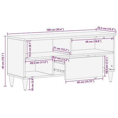 TV Cabinet 100x33.5x46 cm Solid Wood Mango