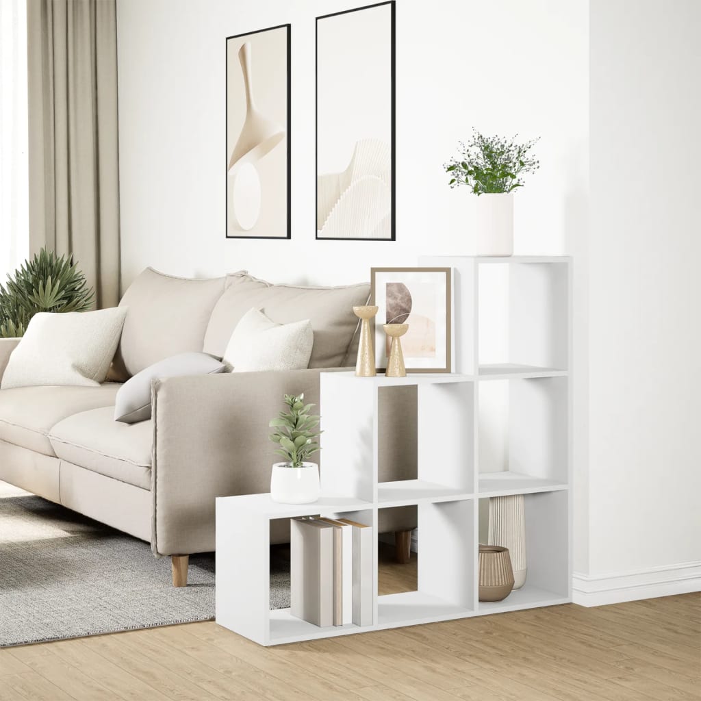 Room Divider Bookcase 3-Tier White 99x29x99 cm Engineered Wood