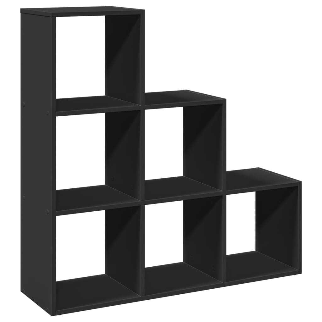 Room Divider Bookcase 3-Tier Black 99x29x99 cm Engineered Wood