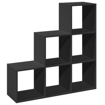 Room Divider Bookcase 3-Tier Black 99x29x99 cm Engineered Wood