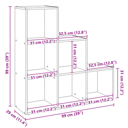 Room Divider Bookcase 3-Tier Black 99x29x99 cm Engineered Wood