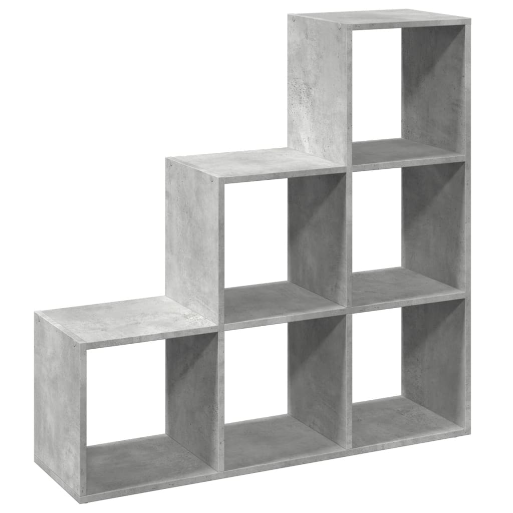 Room Divider Bookcase 3-Tier Concrete Grey 99x29x99 cm Engineered Wood