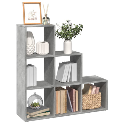 Room Divider Bookcase 3-Tier Concrete Grey 99x29x99 cm Engineered Wood