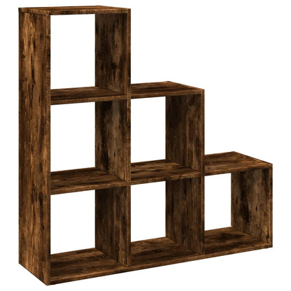 Room Divider Bookcase 3-Tier Smoked Oak 99x29x99 cm Engineered Wood