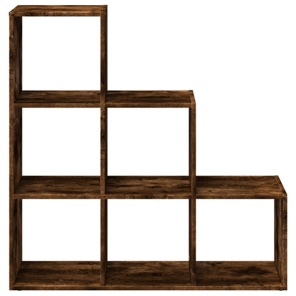 Room Divider Bookcase 3-Tier Smoked Oak 99x29x99 cm Engineered Wood