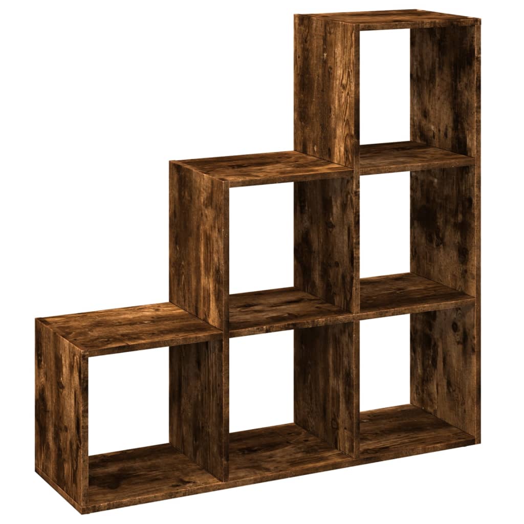 Room Divider Bookcase 3-Tier Smoked Oak 99x29x99 cm Engineered Wood