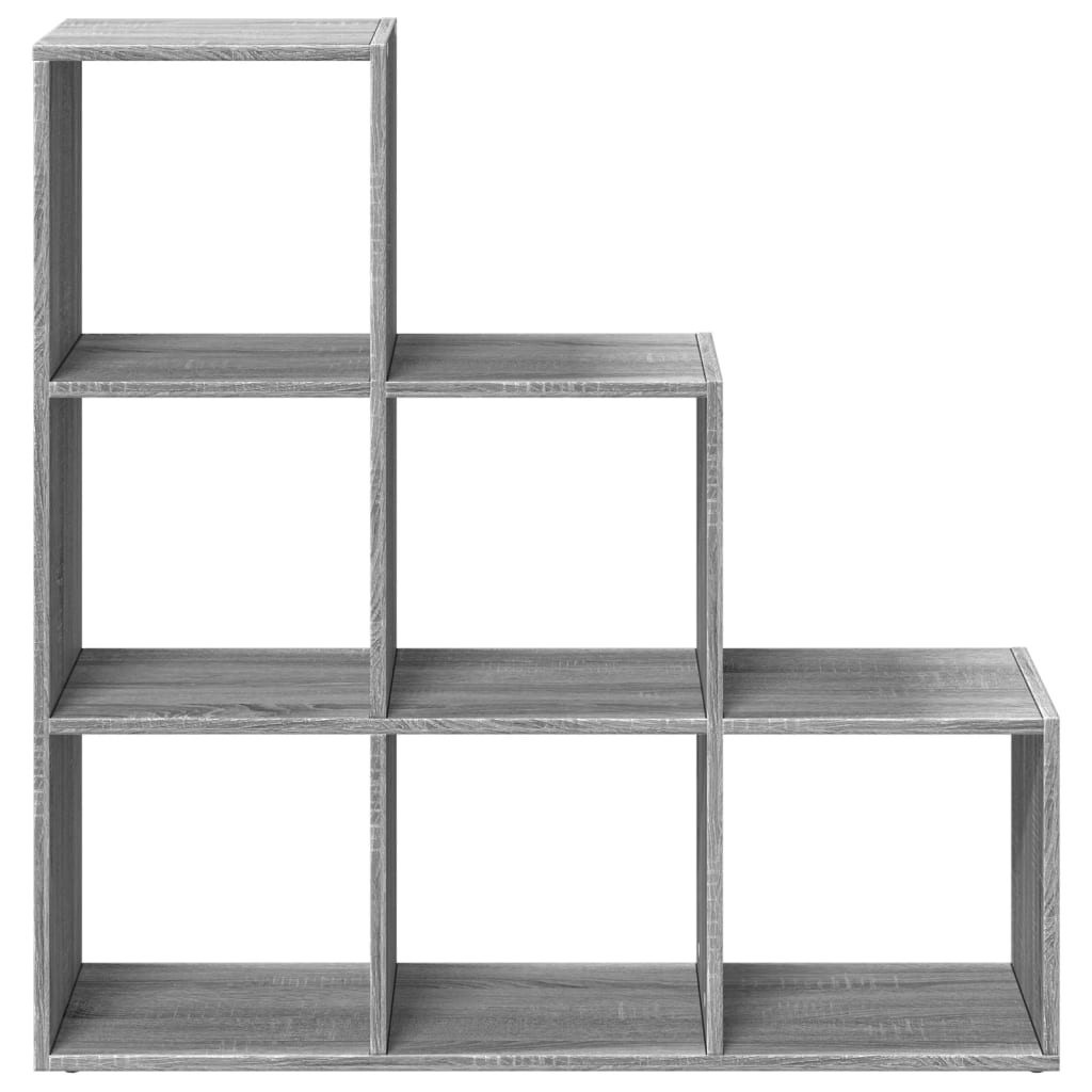 Room Divider Bookcase 3-Tier Grey Sonoma 99x29x99 cm Engineered Wood