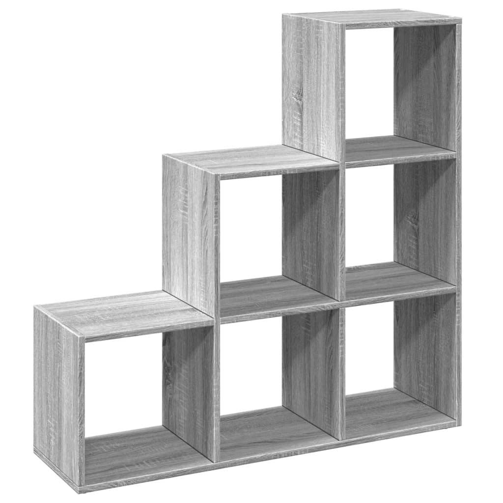 Room Divider Bookcase 3-Tier Grey Sonoma 99x29x99 cm Engineered Wood