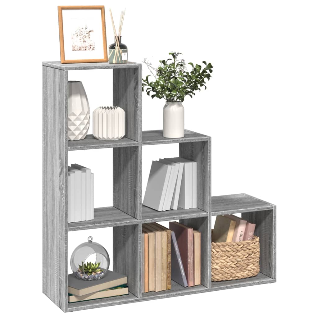 Room Divider Bookcase 3-Tier Grey Sonoma 99x29x99 cm Engineered Wood