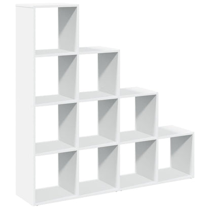 Room Divider Bookcase 4-Tier White 131.5x29x131.5 cm Engineered Wood