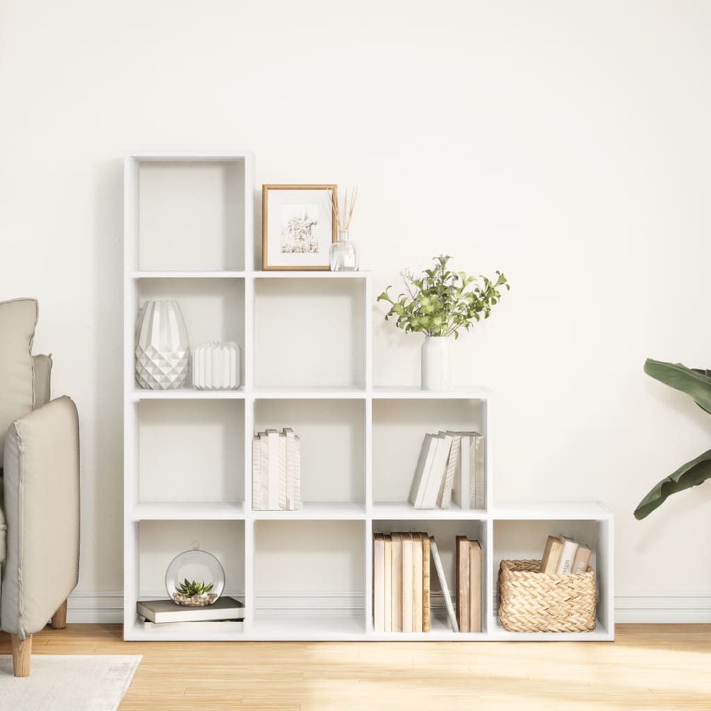 Room Divider Bookcase 4-Tier White 131.5x29x131.5 cm Engineered Wood